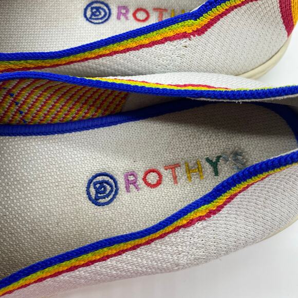 Rothy's Women's size 10 White Rainbow Slip On Shoes Colorful Preppy Casual - Picture 6 of 8